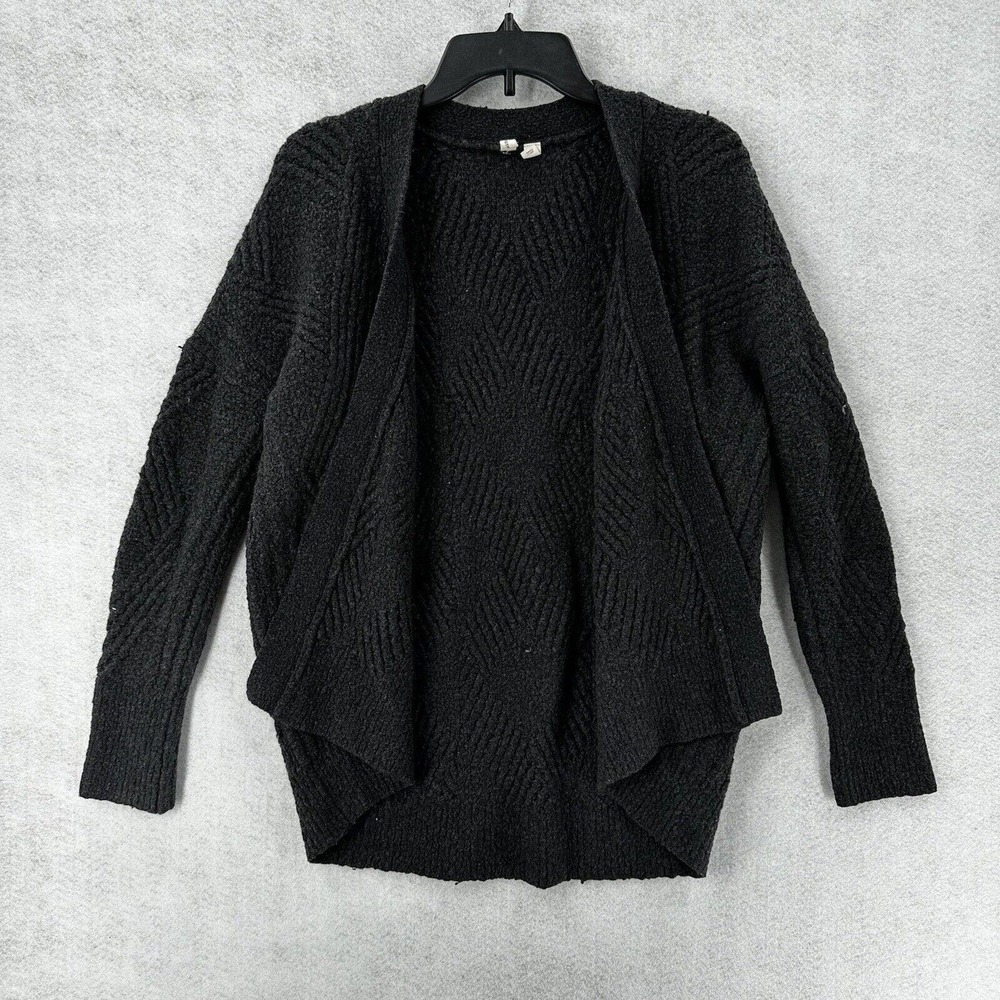 Anthropologie Moth Cardigan Sweater SMALL Wool Alpaca Cable Knit Black Waterfall